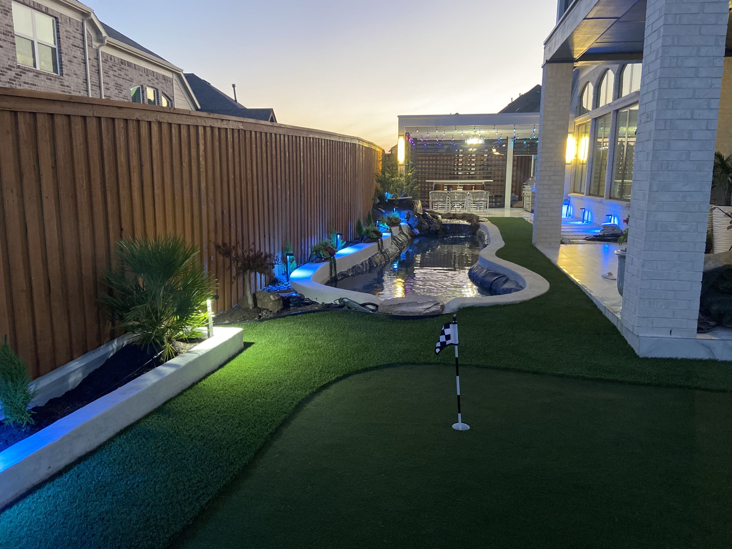 Backyard Putting Synthetic Grass Installation Colleyville